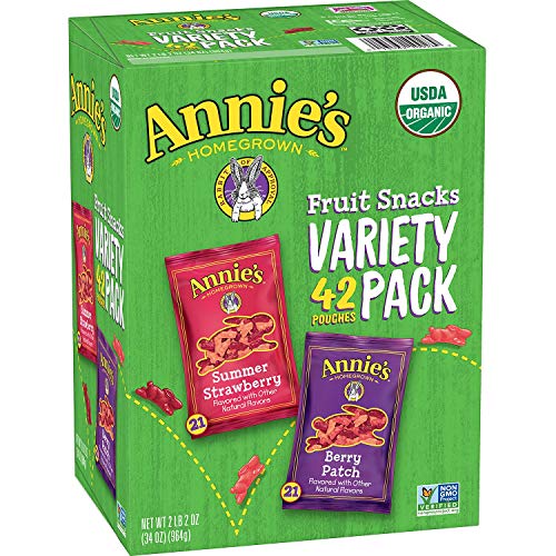 Annie's Homegrown Organic Vegan Fruit Snacks Variety Pack, 42 Count, 2LBS 2OZ (946G)